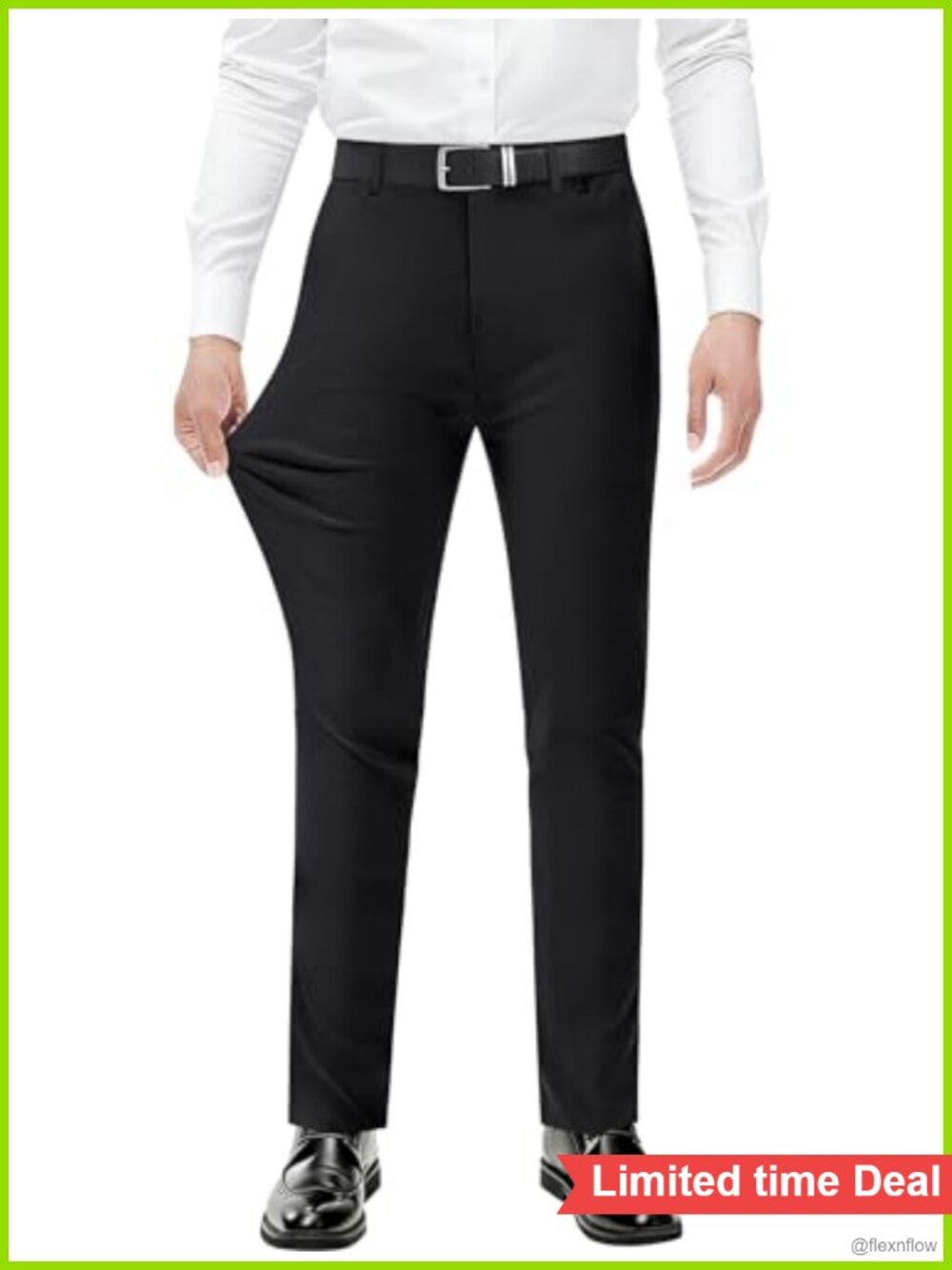 Men's 4-Way Stretch Slim Fit Dress Pants Mid Rise Flat Front Trouser